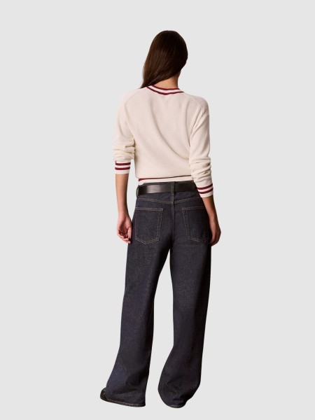 Camisola Calvin Klein Mulher Woven Label Crewneck Sweater