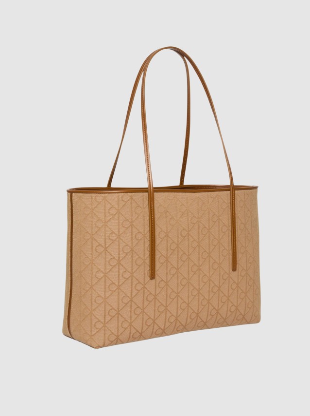 Mala Calvin Klein Mulher Emblem Aop Jacquard Tote W/pouch