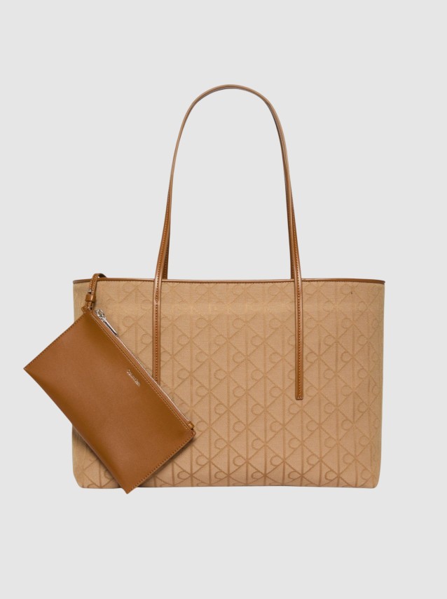 Mala Calvin Klein Mulher Emblem Aop Jacquard Tote W/pouch