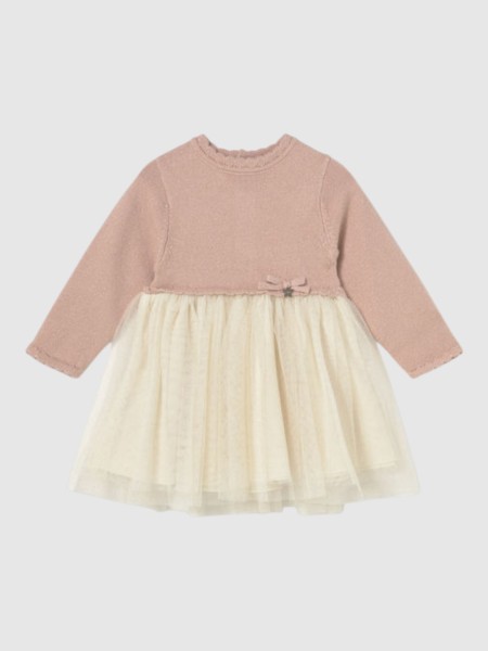 Vestido Mayoral Menina Vestido Comb Tricô E Tule Vestido Mayoral Menina Vestido Comb Tricô E Tule