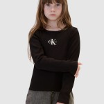 Camisola Calvin Klein  Menina Monologo Rib Ls T-Shirt