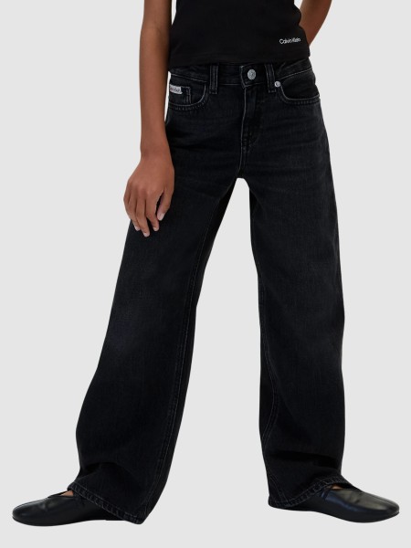 Jeans Calvin Klein Menina Hr Wide Leg Denim Black Jeans Calvin Klein Menina Hr Wide Leg Denim Black