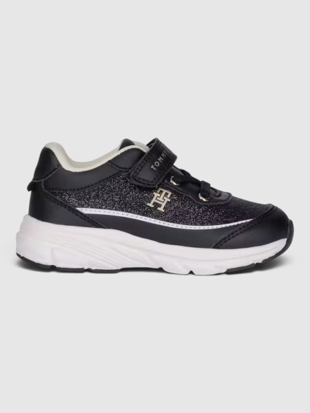 Sapatilha Tommy Hilfiger Menina Low Cut Lace-Up/velcro Sneaker Blac Sapatilha Tommy Hilfiger Menina Low Cut Lace-Up/velcro Sneaker Blac