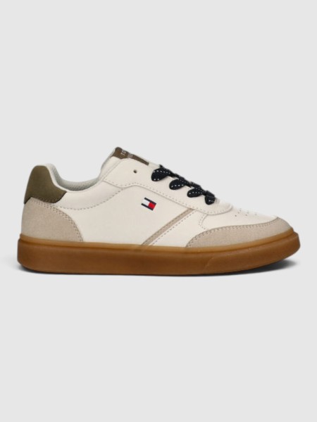 Sapatilha Tommy Hilfiger Menino Low Cut Ace-Up Sneaker Beige/off Wh Sapatilha Tommy Hilfiger Menino Low Cut Ace-Up Sneaker Beige/off Wh