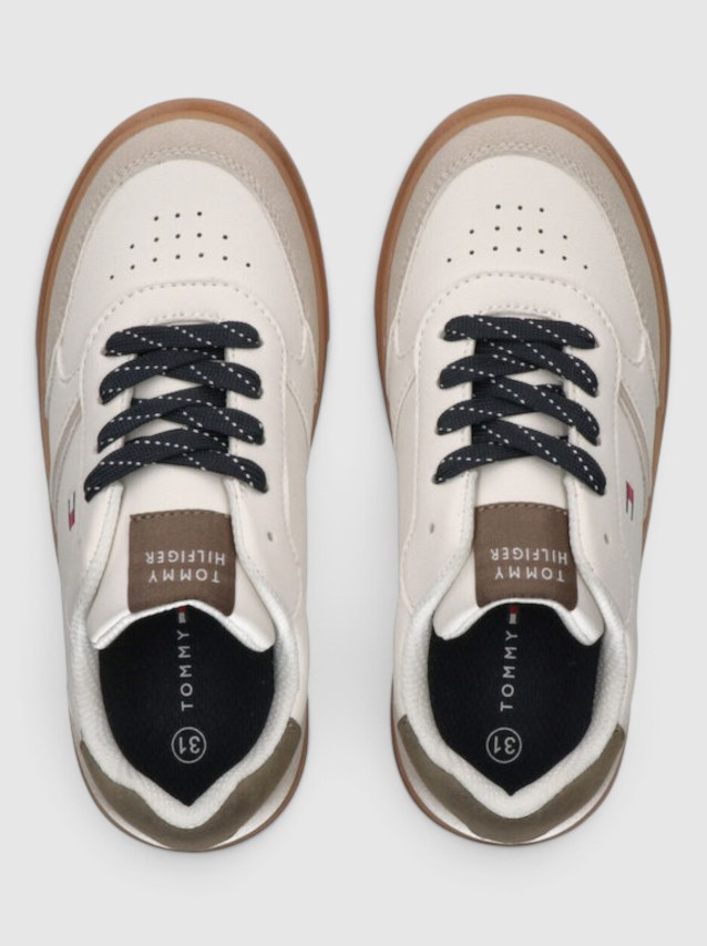 Sapatilha Tommy Hilfiger Menino Low Cut Ace-Up Sneaker Beige/off Wh