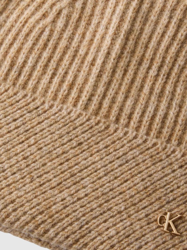 Gorro Calvin Klein Mulher Ck Metal Wool Slanted Rib Beanie