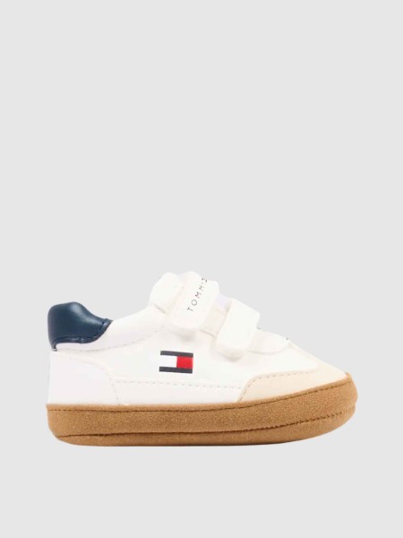 Sapatilha Tommy Hilfiger Menino Low Cut Velcro Sneaker Beige/off Wh Sapatilha Tommy Hilfiger Menino Low Cut Velcro Sneaker Beige/off Wh