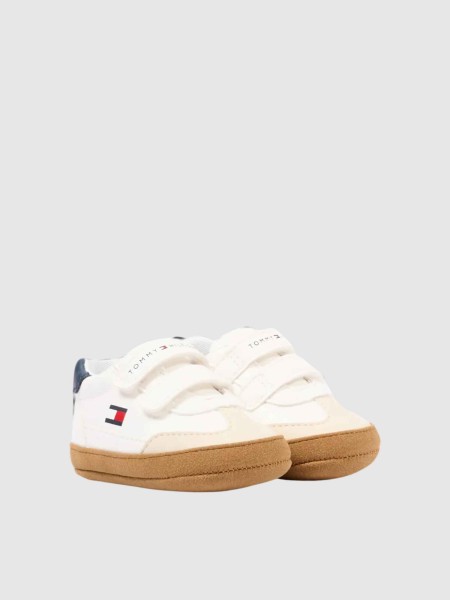 Sapatilha Tommy Hilfiger Menino Low Cut Velcro Sneaker Beige/off Wh Sapatilha Tommy Hilfiger Menino Low Cut Velcro Sneaker Beige/off Wh