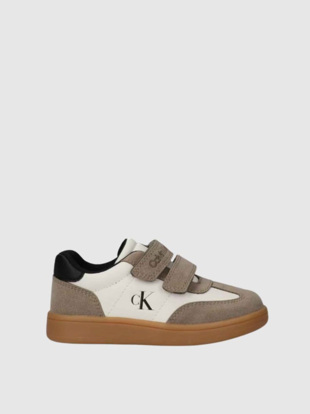 Sapatilha Calvin Klein Menino Low Cut Velcro Sneaker Taupe/off Wh