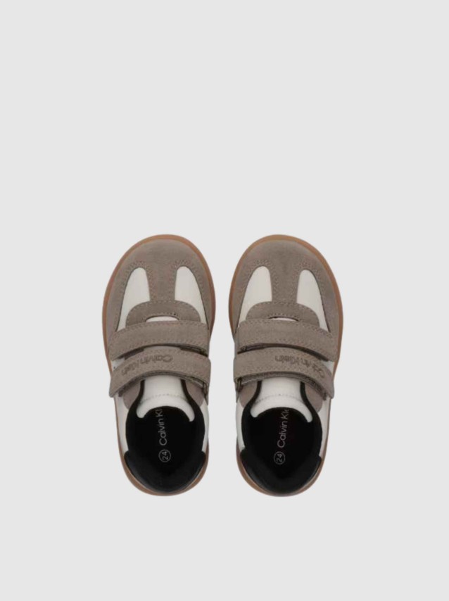 Sapatilha Calvin Klein Menino Low Cut Velcro Sneaker Taupe/off Wh