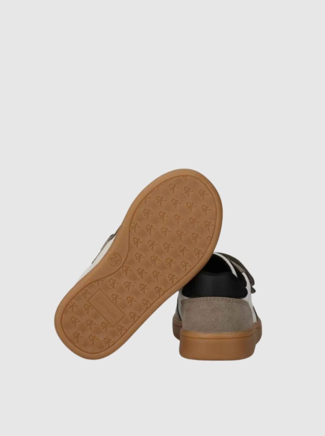 Sapatilha Calvin Klein Menino Low Cut Velcro Sneaker Taupe/off Wh