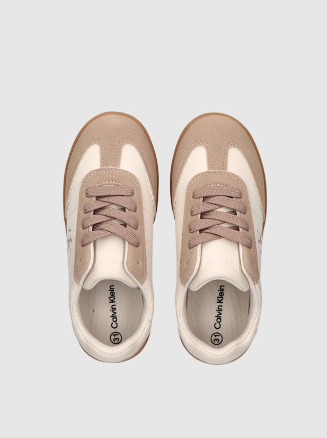 Sapatilha Calvin Klein Menina Low Cut Lace-Up Sneaker Nude/milk