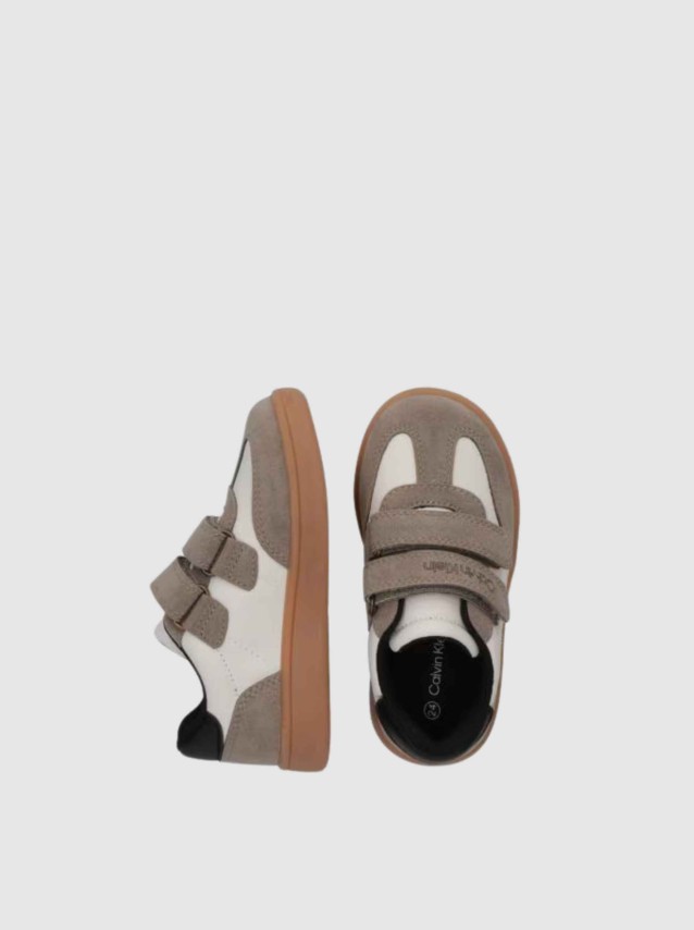 Sapatilha Calvin Klein Menino Low Cut Velcro Sneaker Taupe/off Wh