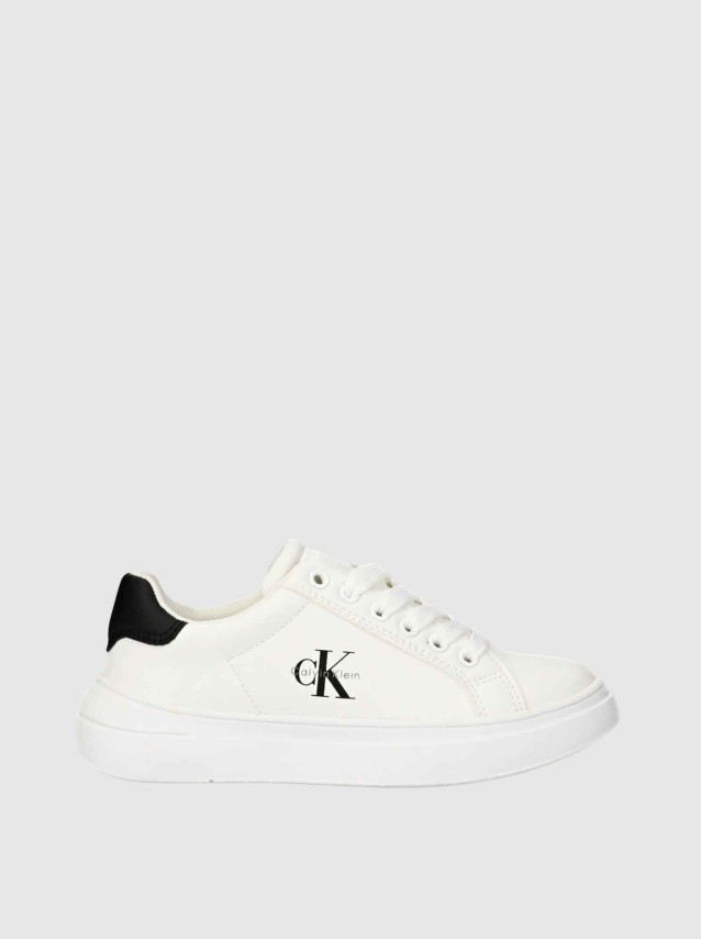 Sapatilha Calvin Klein Menino Low Cut Lace-Up Sneaker White/black