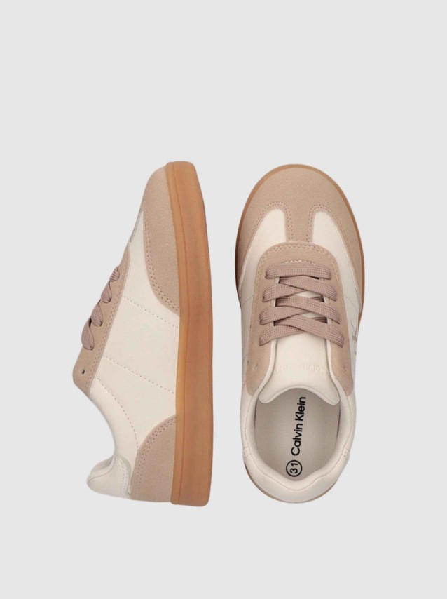 Sapatilha Calvin Klein Menina Low Cut Lace-Up Sneaker Nude/milk
