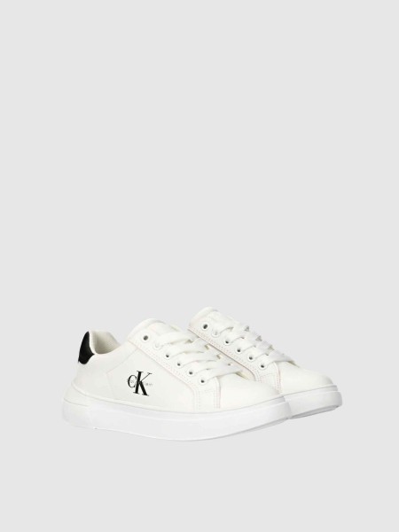 Sapatilha Calvin Klein Menino Low Cut Lace-Up Sneaker White/black