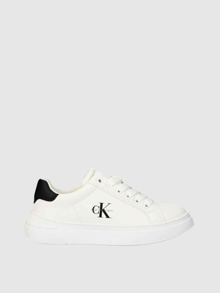 Sapatilha Calvin Klein Menino Low Cut Lace-Up Sneaker White/black
