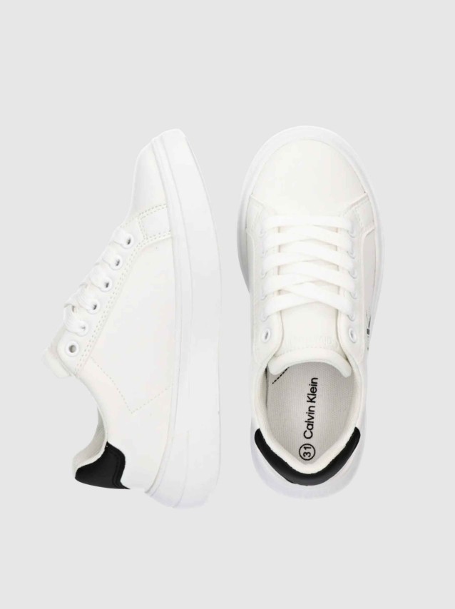 Sapatilha Calvin Klein Menino Low Cut Lace-Up Sneaker White/black