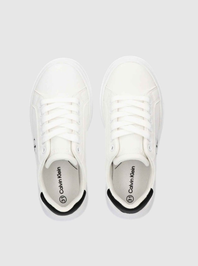 Sapatilha Calvin Klein Menino Low Cut Lace-Up Sneaker White/black