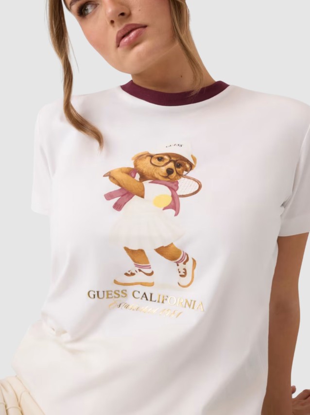 T-Shirt Guess Mulher Tennis Lady Bear Ss T-Shirt