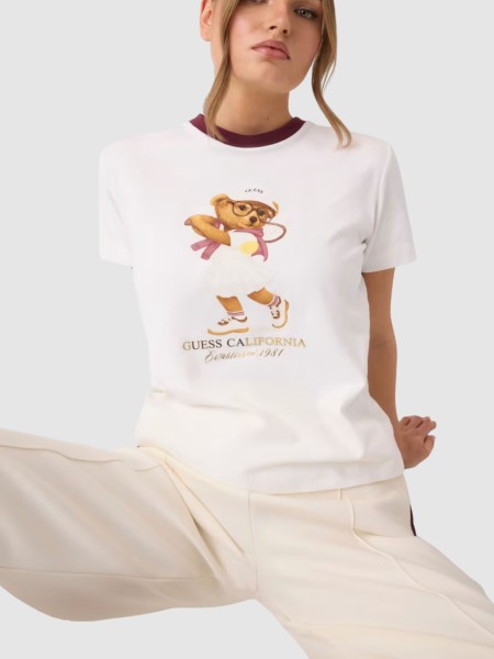 T-Shirt Guess Mulher Tennis Lady Bear Ss T-Shirt