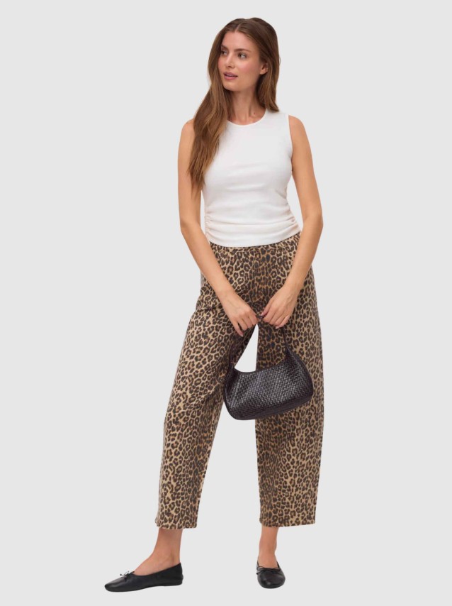 Cal�as Vero Moda Mulher Vmbillie Hr Barrel Ank Stretch Aop Jeans