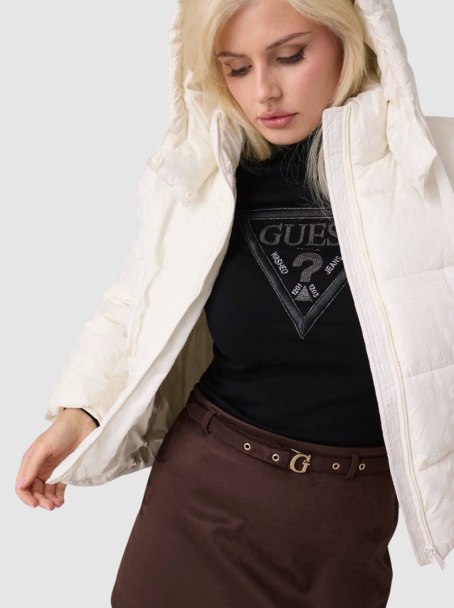 Kispo Guess Mulher New Daisy Crop Logo Puffer