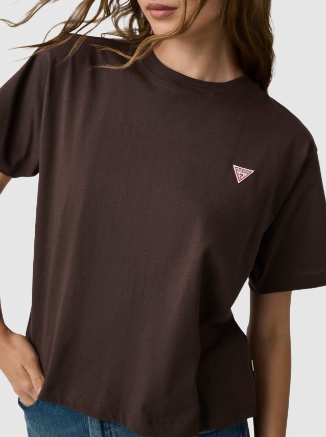 T-Shirt Guess Mulher Gj Ss Cn Boxy Mini Triang Tee