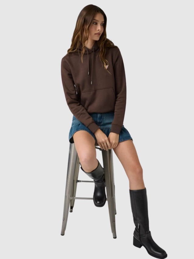 Sweatshirt Guess Mulher Gj Hood Reg Mini Triang Sweat