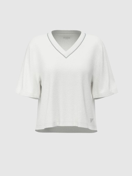 T-Shirt Guess Mulher Ss Vn Hotfix Traingle Top