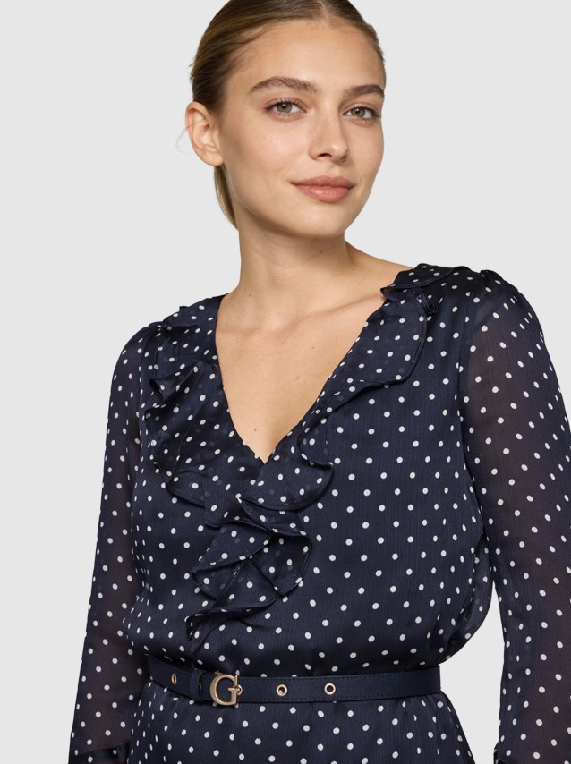Vestido Guess Mulher Ls Emy Belted Dress