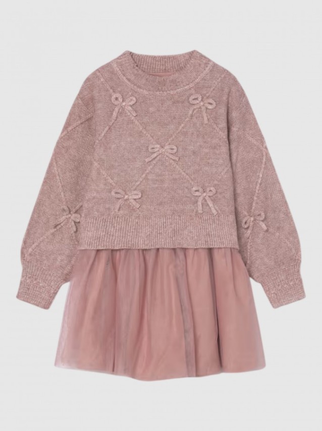 Vestido Mayoral Menina Vestido Tric� Comb. La�os