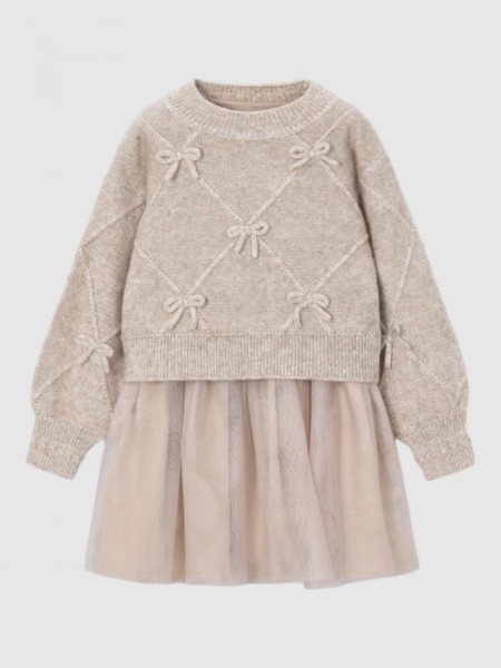 Vestido Mayoral Menina Vestido Tric� Comb. La�os