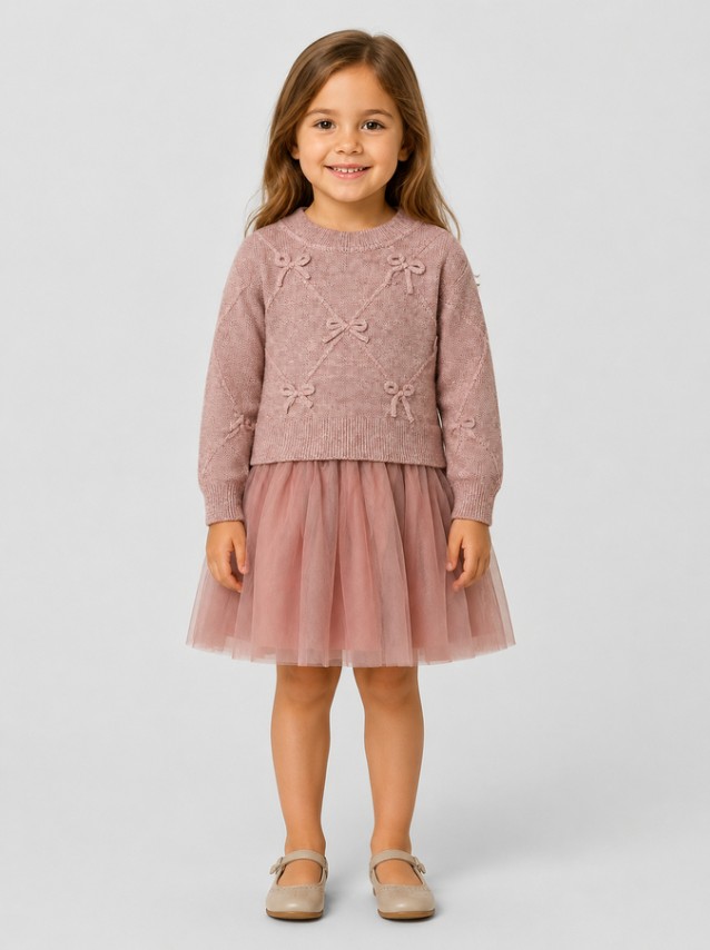 Vestido Mayoral Menina Vestido Tric� Comb. La�os