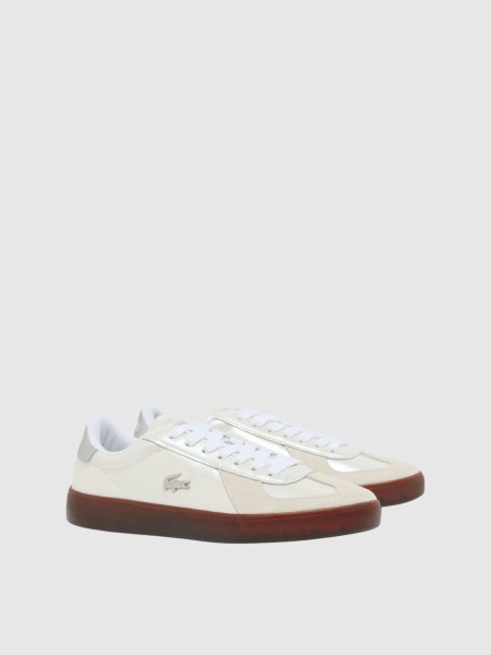 Sapatilha Lacoste Mulher Womens Baseshot Pro Silver & Cream Pack Sneakers