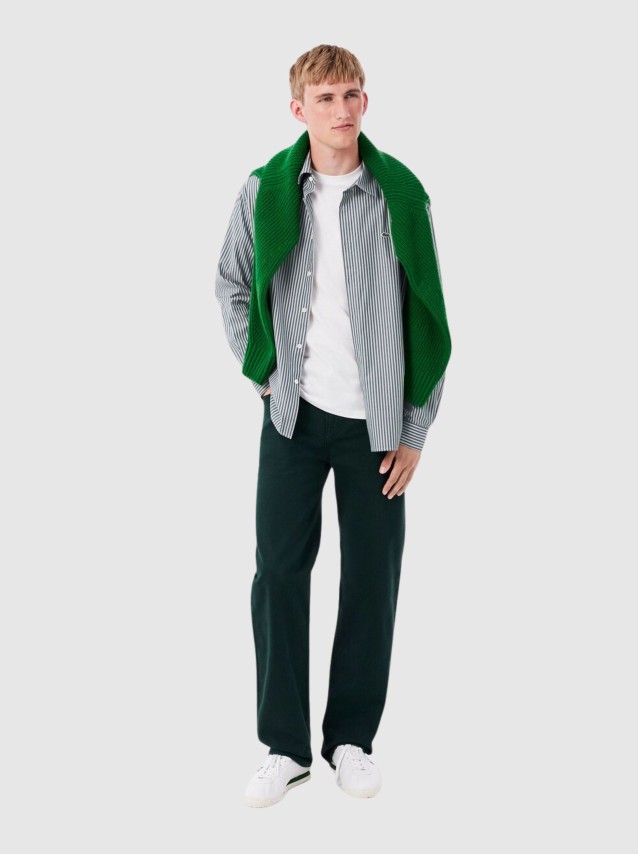 Camisa Lacoste Homem Casual Shirts Male Adult Woven