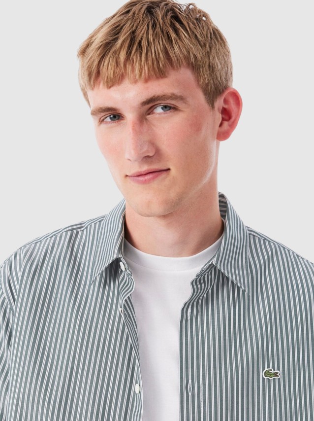 Camisa Lacoste Homem Casual Shirts Male Adult Woven