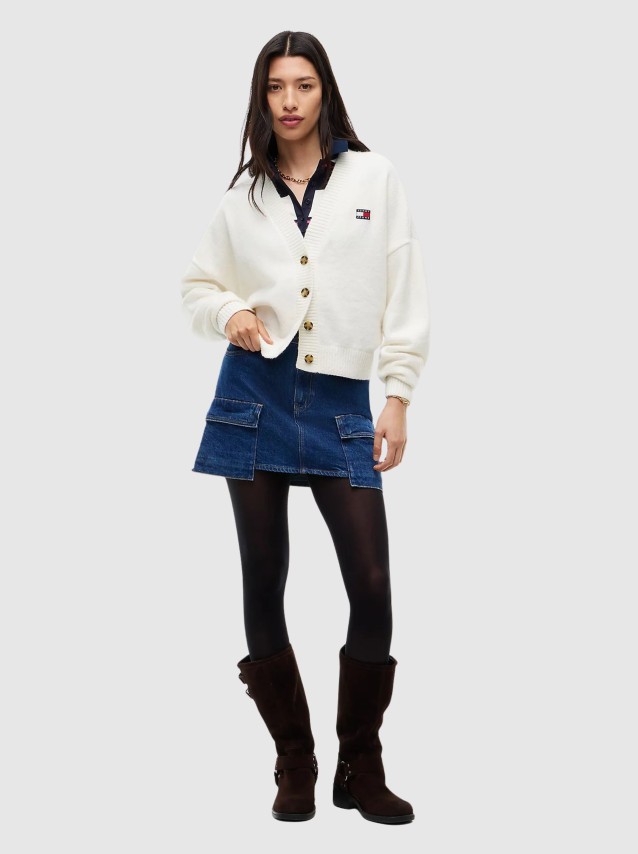 Casaco Tommy Jeans Mulher Tjw Fluffy Badge Cardigan Ext
