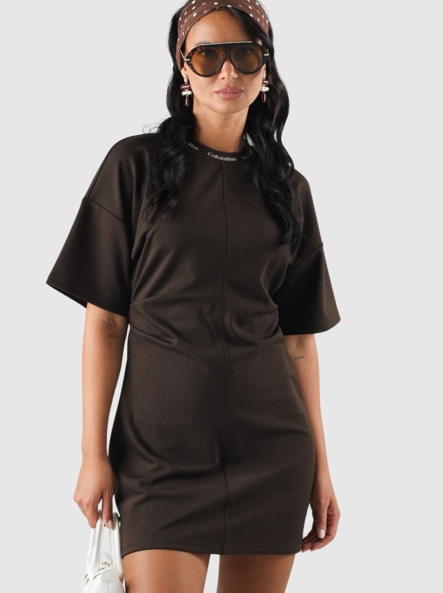 Vestido Calvin Klein Mulher Ss Logo Rib Interlock T-Shirt Dr