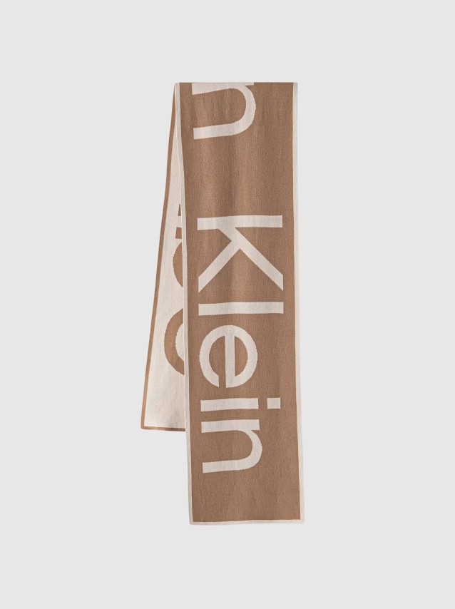 Cachecol Calvin Klein Mulher Bold Logo 2-Tone Jac?quard Scarf