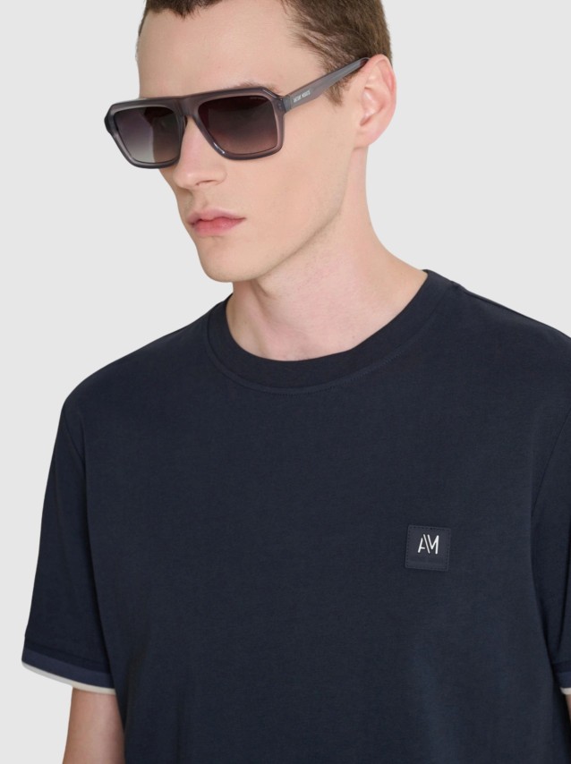 T-Shirt Antony Morato Homem  Regular  Fit In Soft Jersey Cotton Fabric  With Rib On Cuffs And Foam L