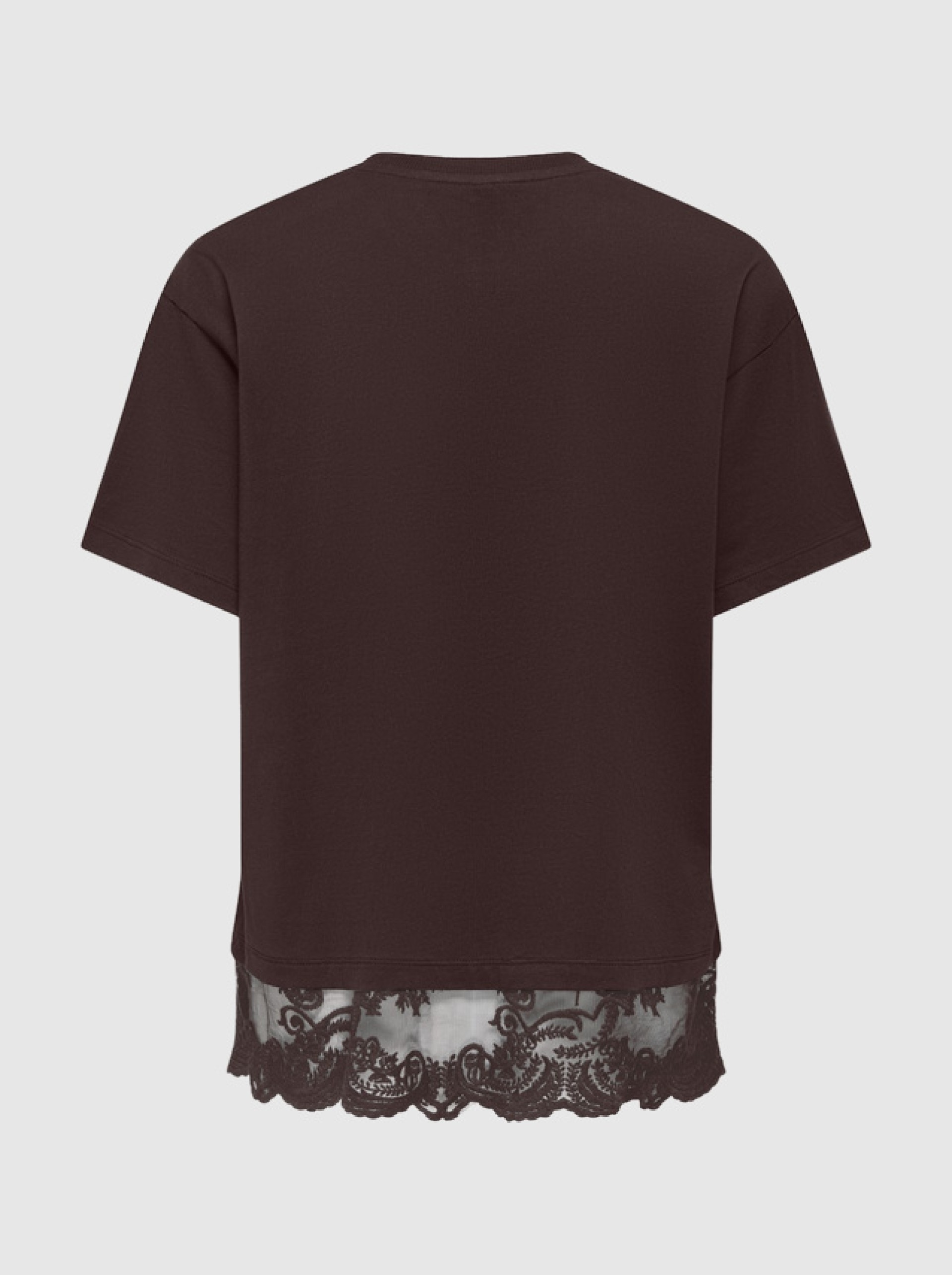 T-Shirt Only Mulher Onlvivvi S/s Lace Bottom Top Jrs Noos