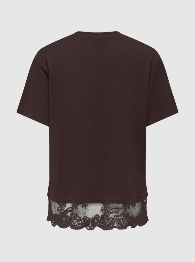T-Shirt Only Mulher Onlvivvi S/s Lace Bottom Top Jrs Noos