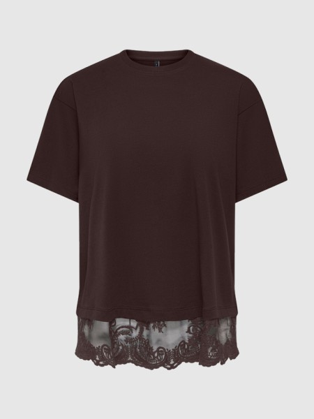 T-Shirt Only Mulher Onlvivvi S/s Lace Bottom Top Jrs Noos T-Shirt Only Mulher Onlvivvi S/s Lace Bottom Top Jrs Noos