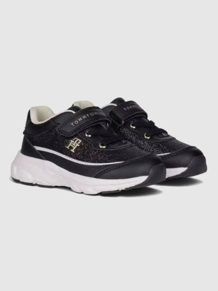 Sapatilha Tommy Hilfiger Menina Low Cut Lace-Up/velcro Sneaker Blac Sapatilha Tommy Hilfiger Menina Low Cut Lace-Up/velcro Sneaker Blac