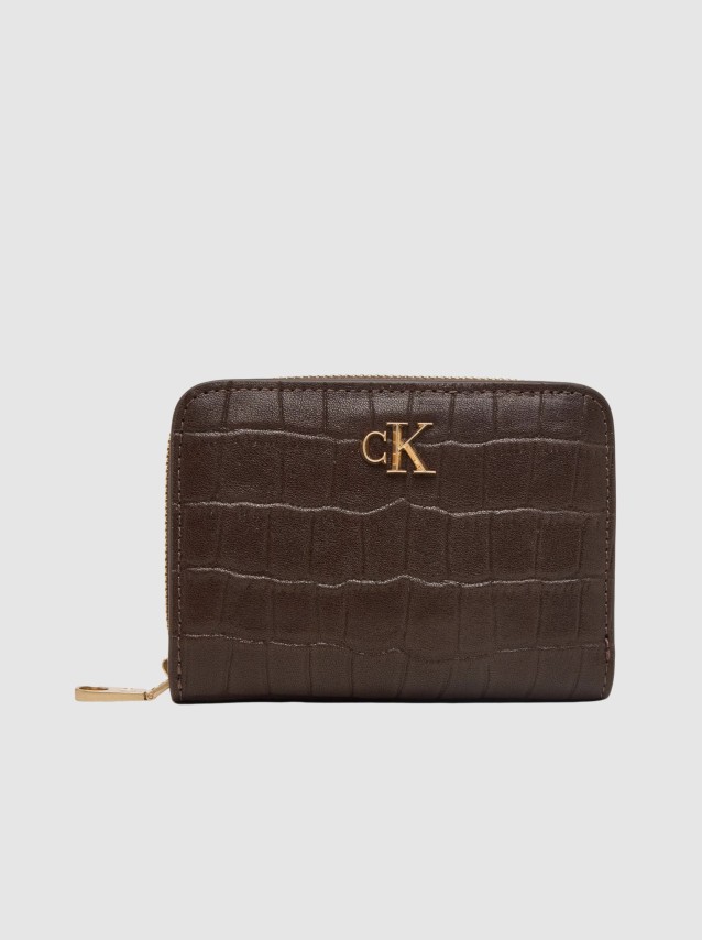 Carteira Calvin Klein Mulher Ck Croc Medium Flap Zip Around