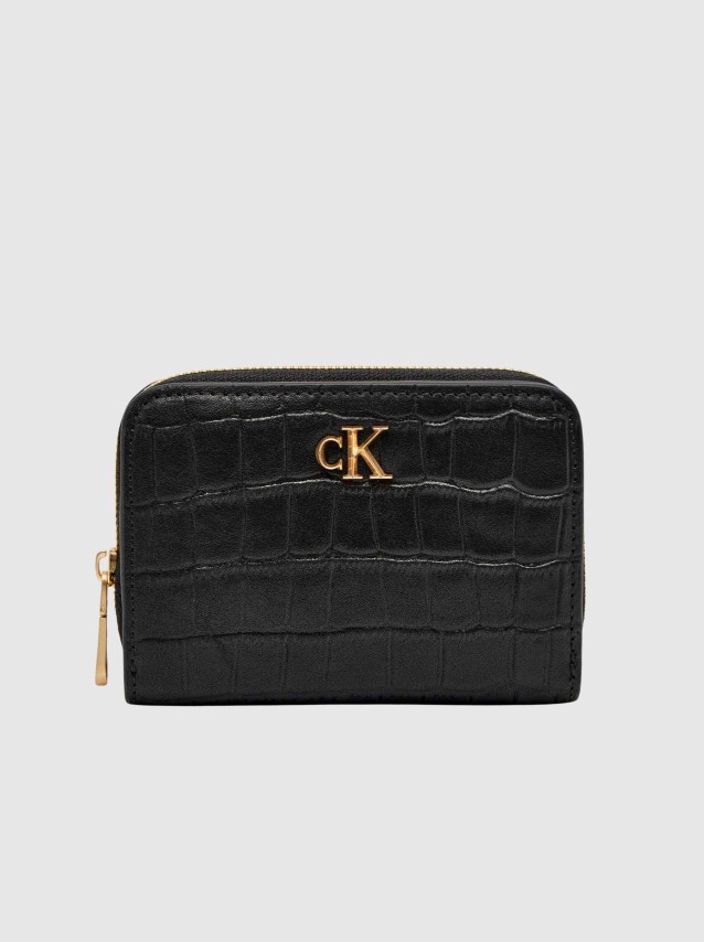 Carteira Calvin Klein Mulher Ck Croc Medium Flap Zip Around