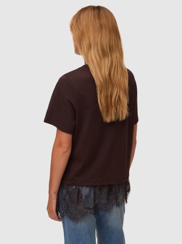 T-Shirt Vero Moda Mulher Vmbrit Ss O-Neck Lace T-Shirt Jrs
