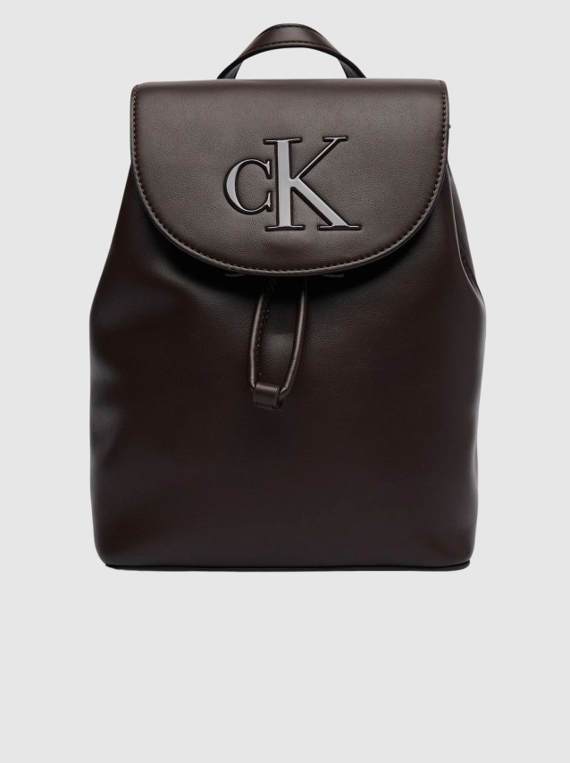 Mochila Calvin Klein Mulher Bold Ck Flap Mini Backpack