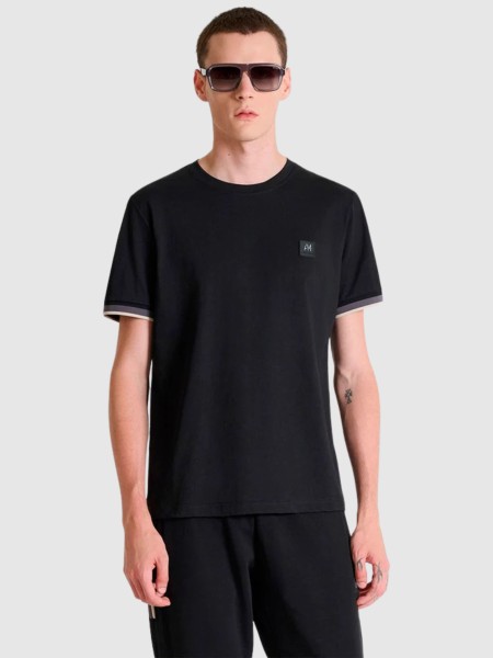T-Shirt Antony Morato Homem  Relaxed Fit In Heavy  Jersey Cotton Fabric With Metal Plate And  Print 